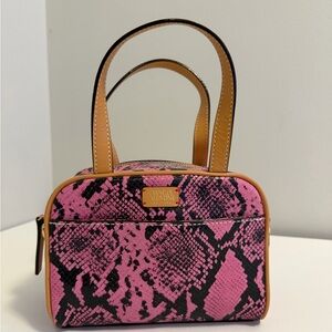 Frances Valentine Pink and Black Snakeskin Print Mini Bag